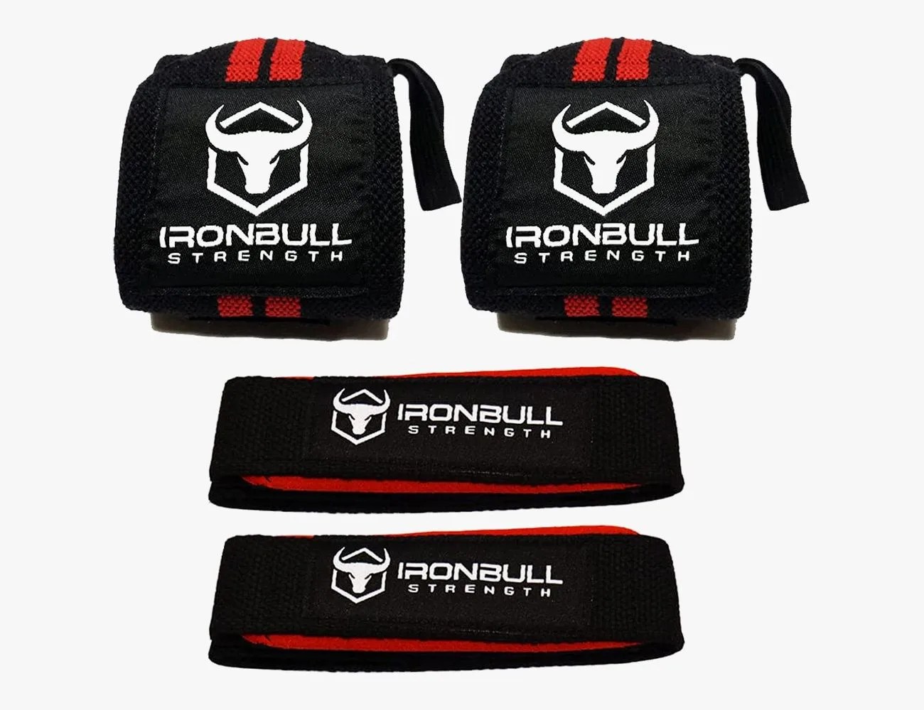 Iron Bull Strength Wrist Wraps & Lifting Straps Combo