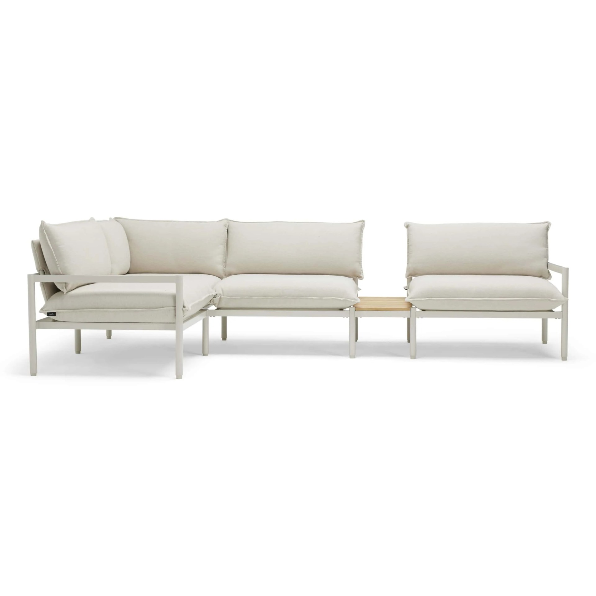 The Terra Outdoor Sectional + In-line Table - 4 Piece in Putty