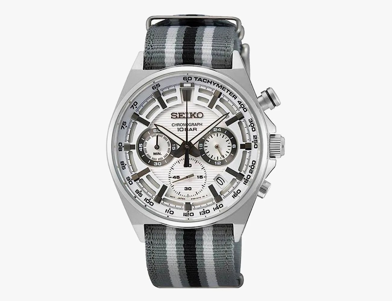 SEIKO Sport Watch SSB401P1, White, Nylon Strap