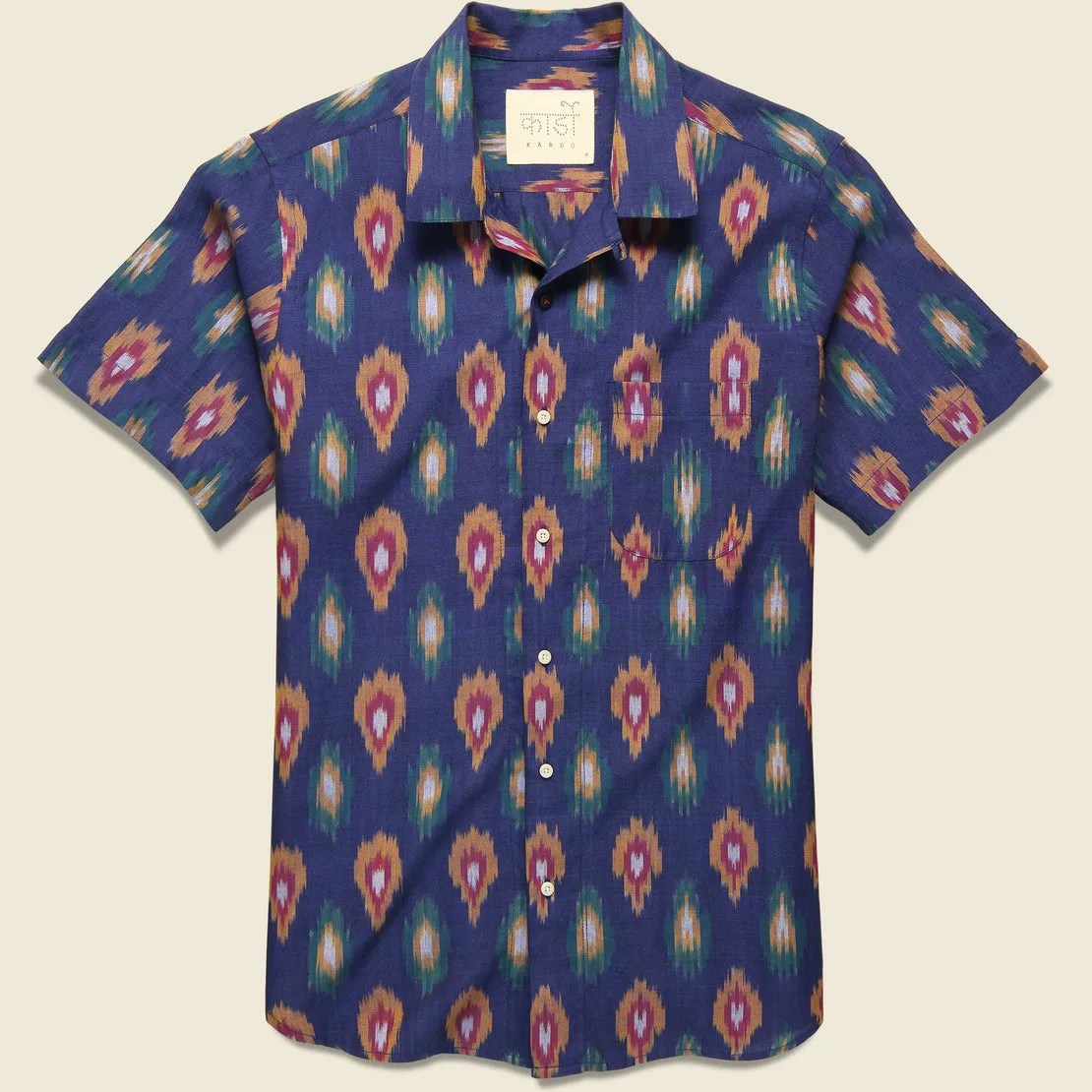 lamar handloom ikat shirt navygold