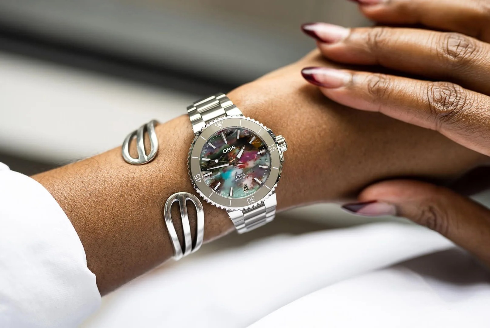 a woman wearing a watch