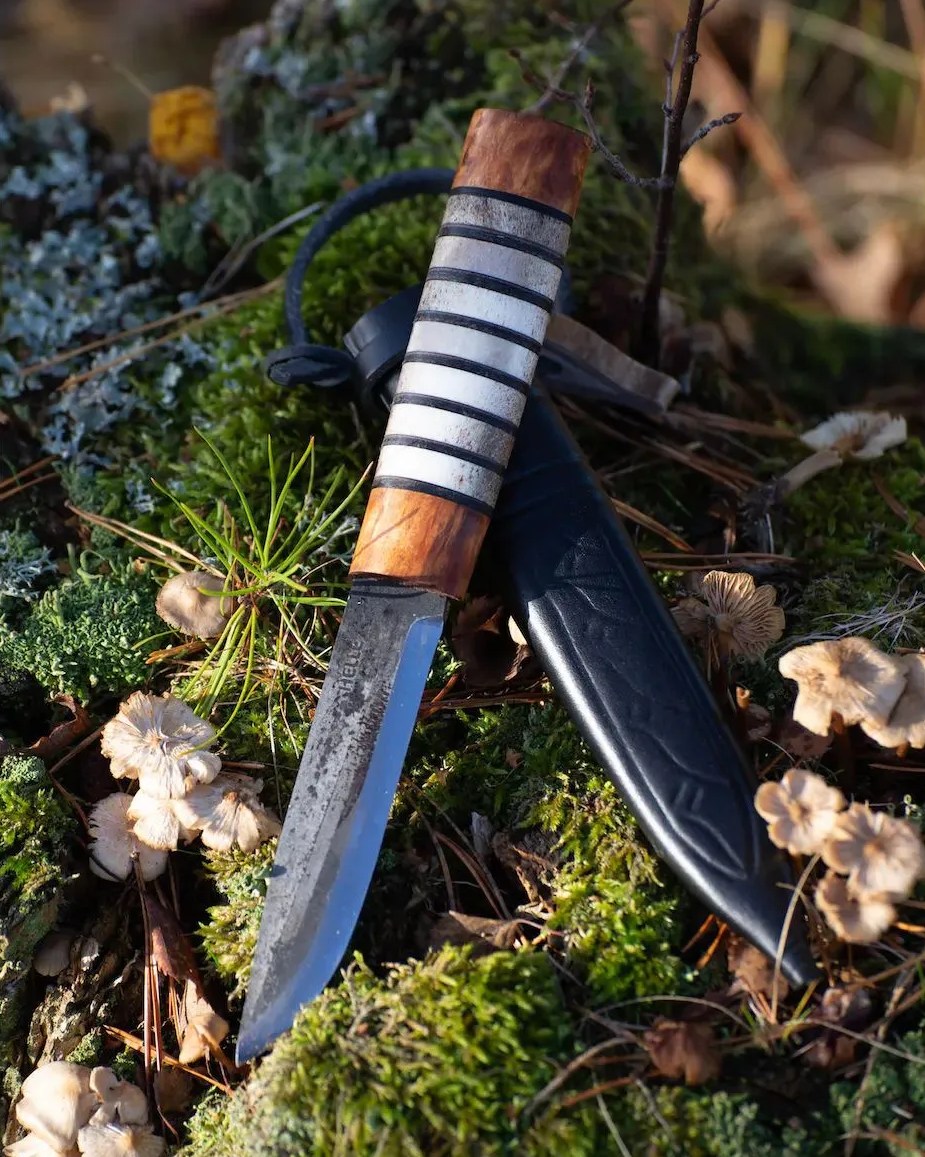 helle knives viking knife in antler leather birchwood