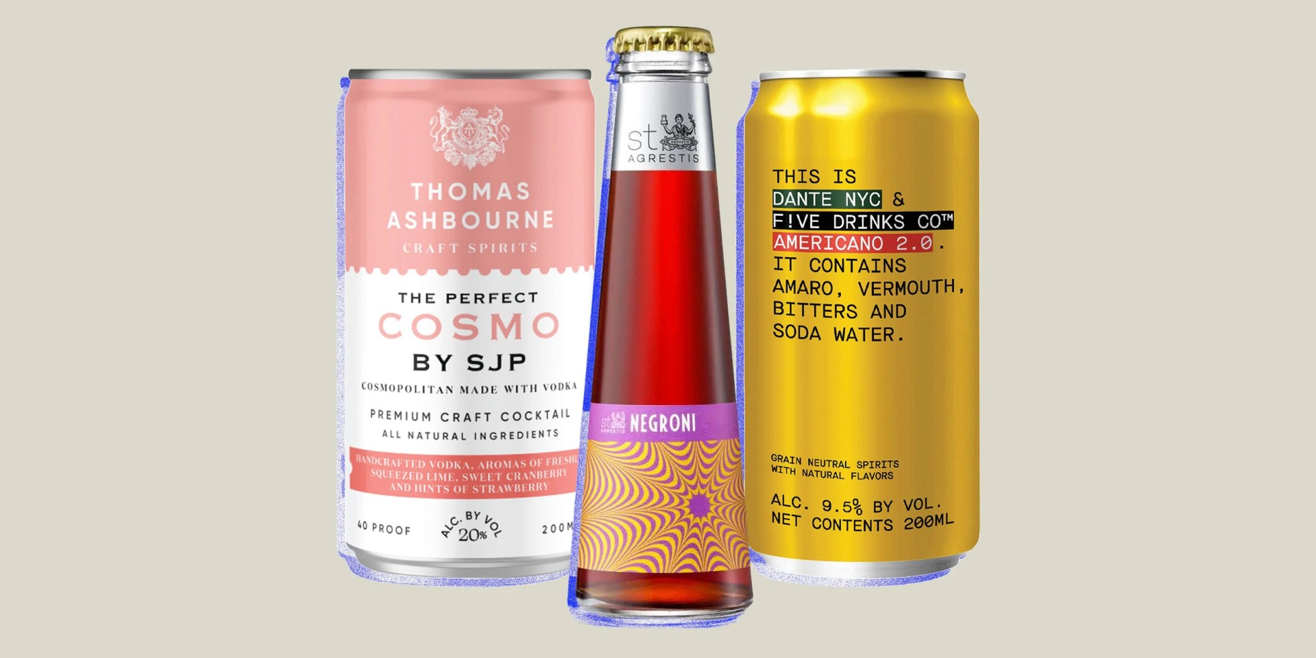 collage of three canned cocktails
