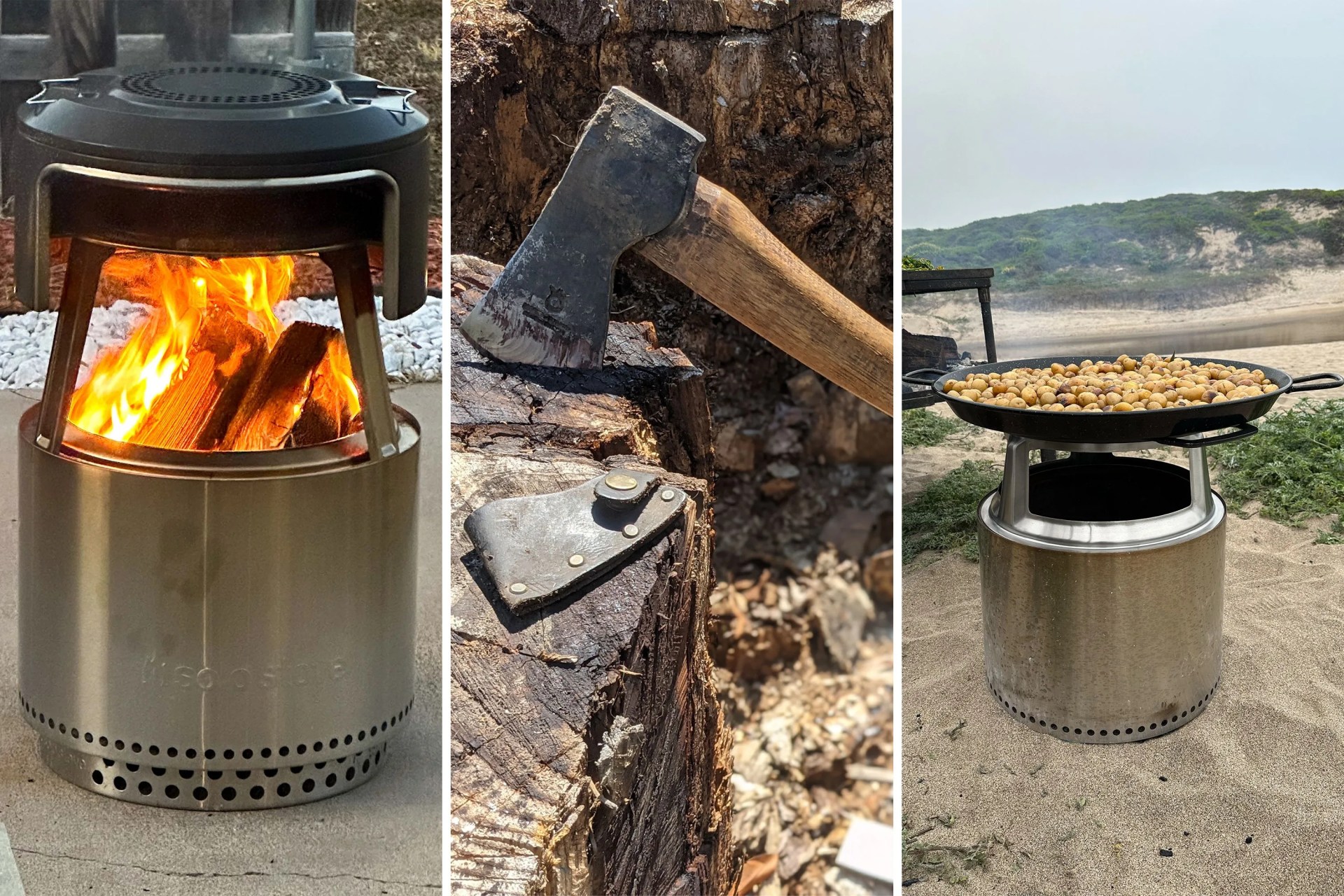 collage of fire pit accessories