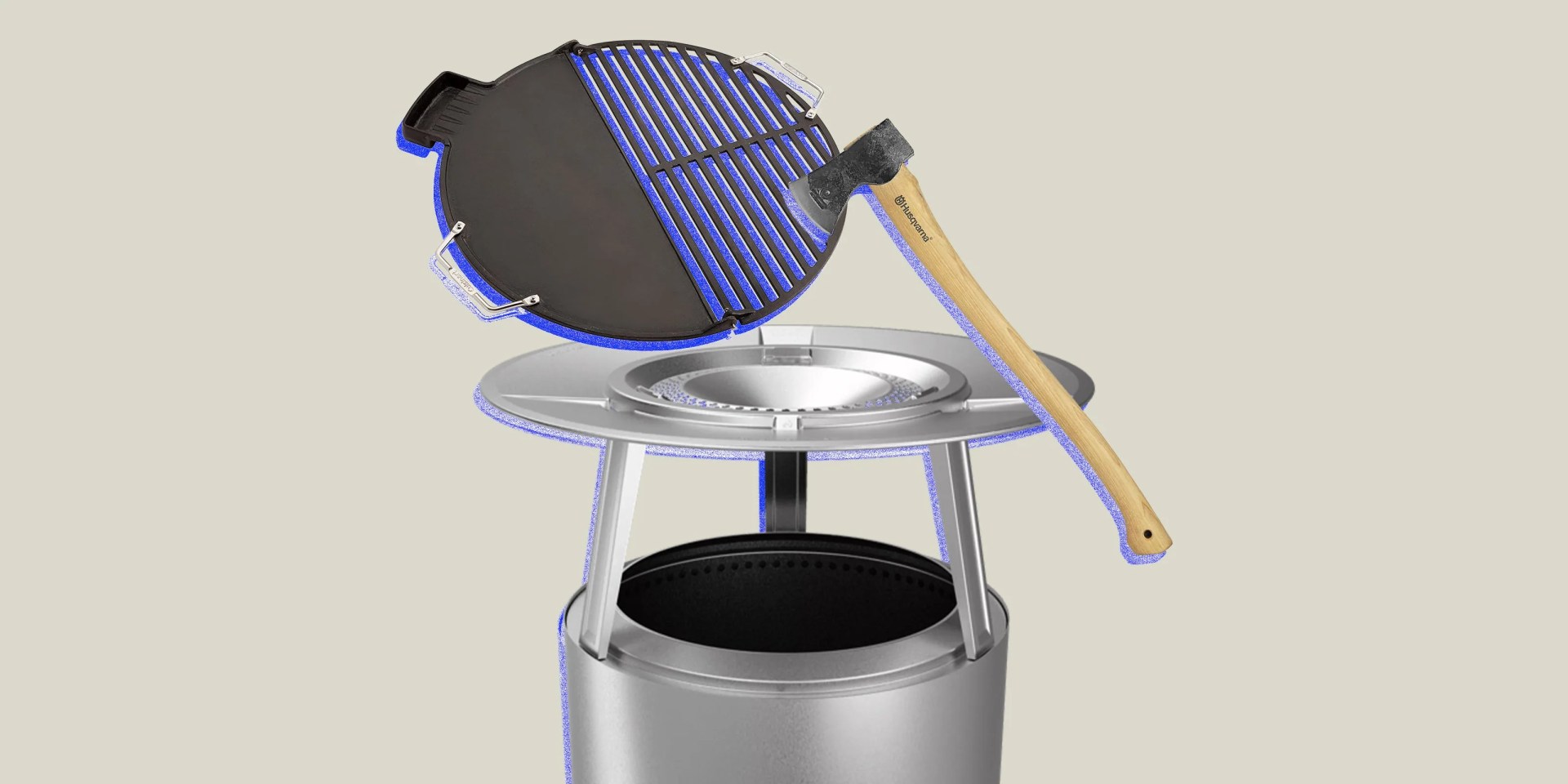 collage of fire pit accessories