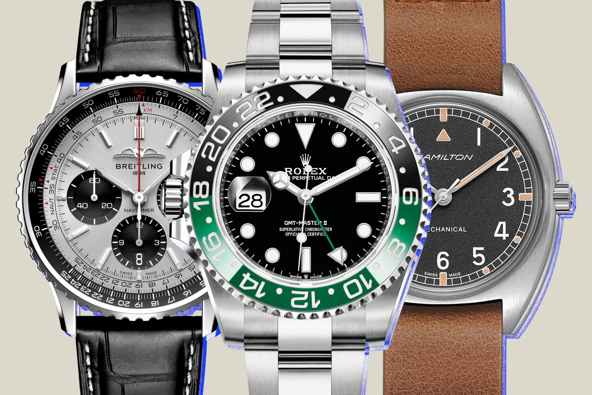 collage of three watches