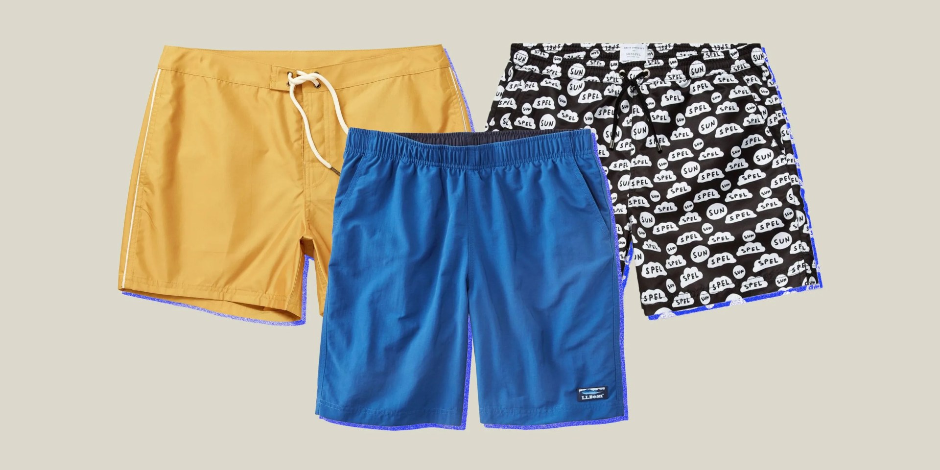 three pairs of swim trunks