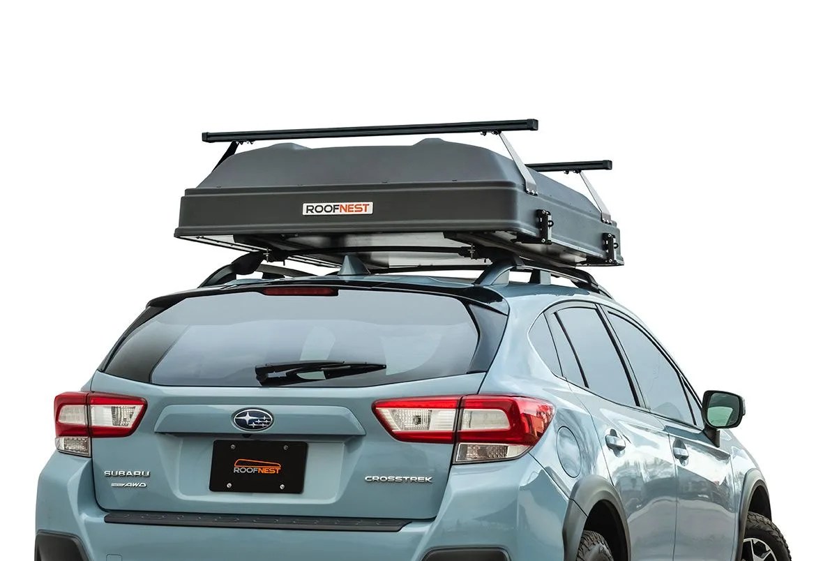roofnest condor 2 with cross bars on a subaru