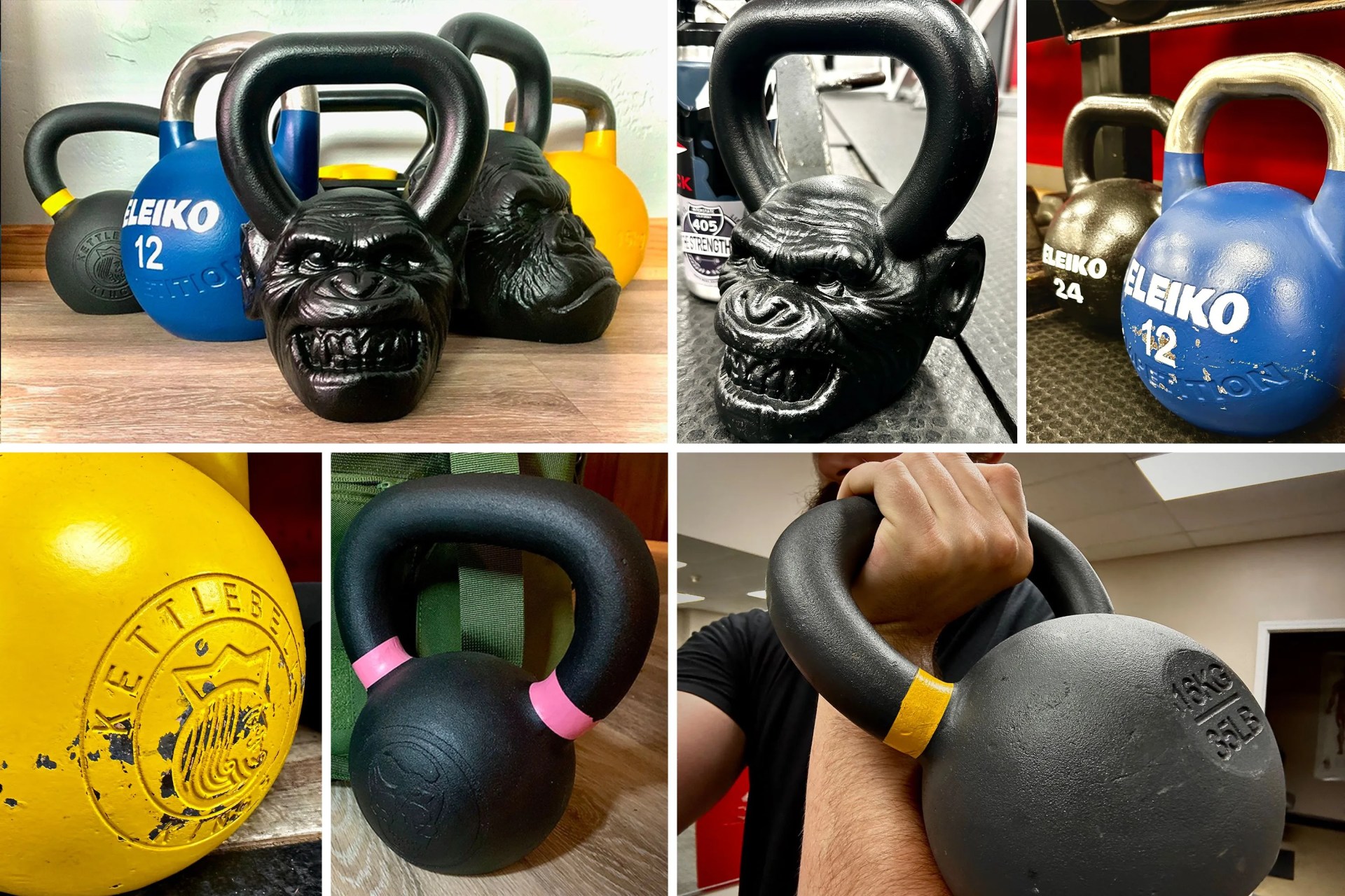 how we tested collage of various kettlebells