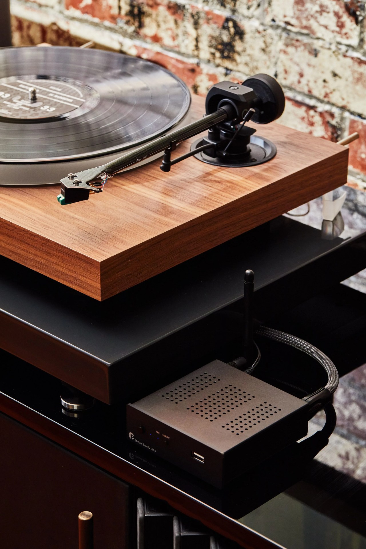 close up of a record player