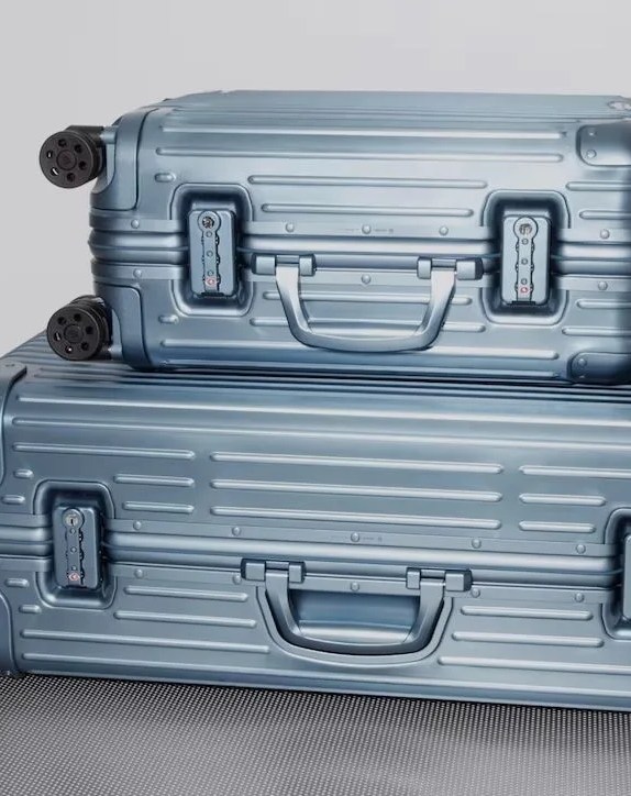 rimowa arctic blue collection suitcases