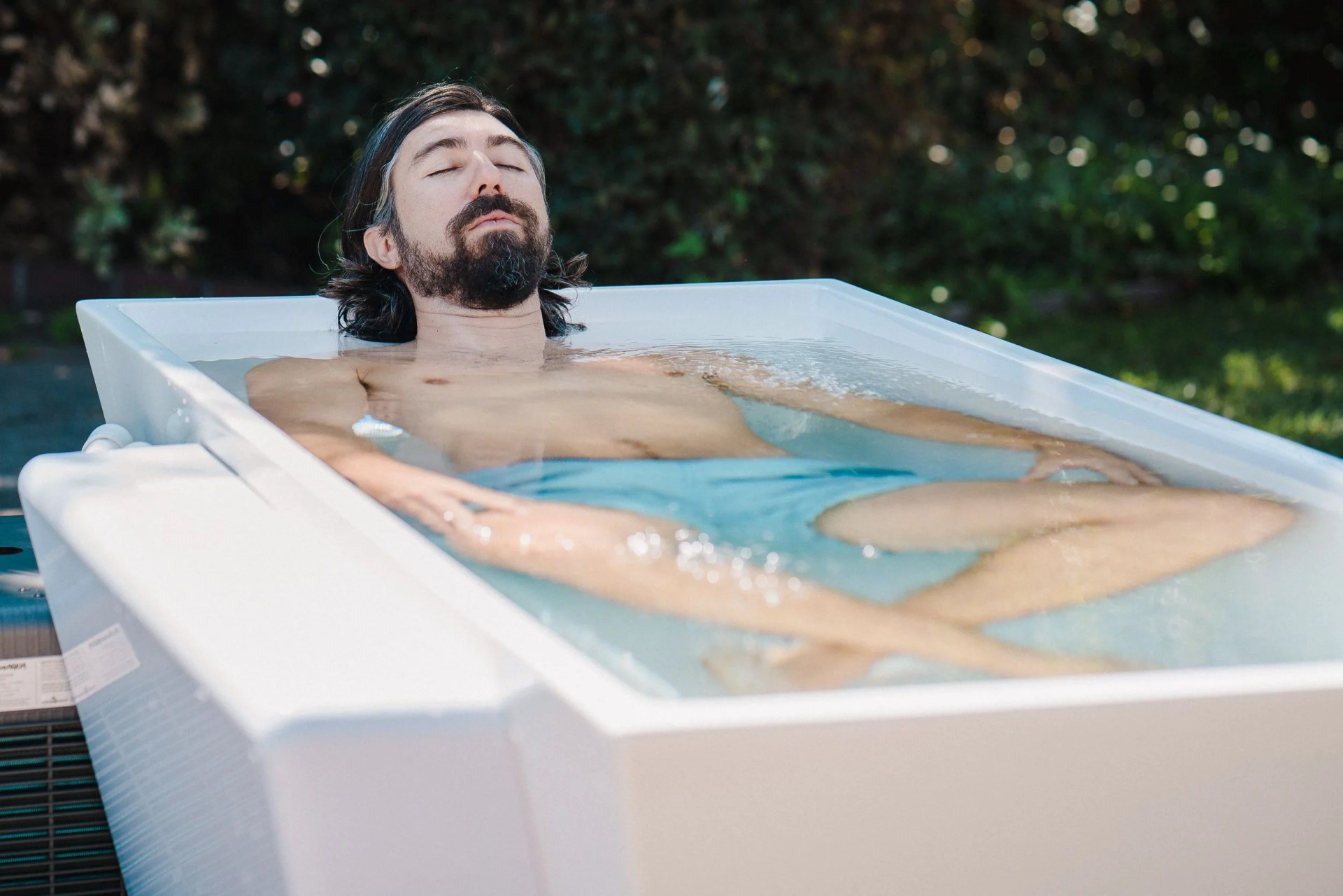 a man taking a cold plunge