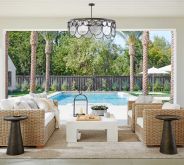 patio furniture outside on next to a pool