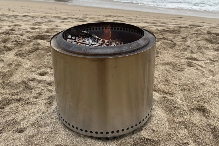 solo stove fire pit on a beach
