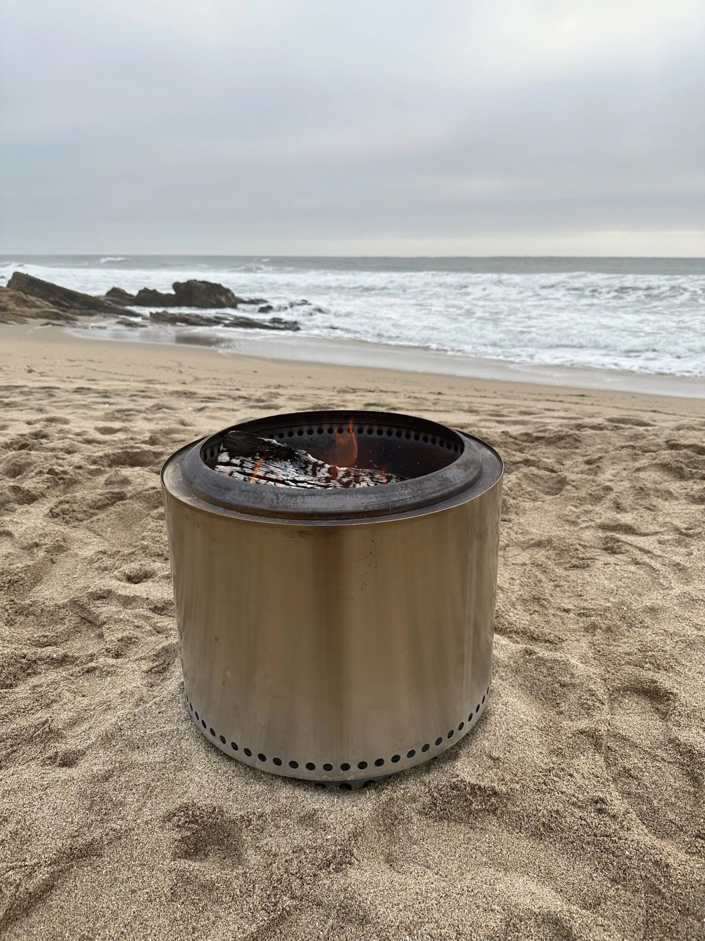 solo stove fire pit on a beach