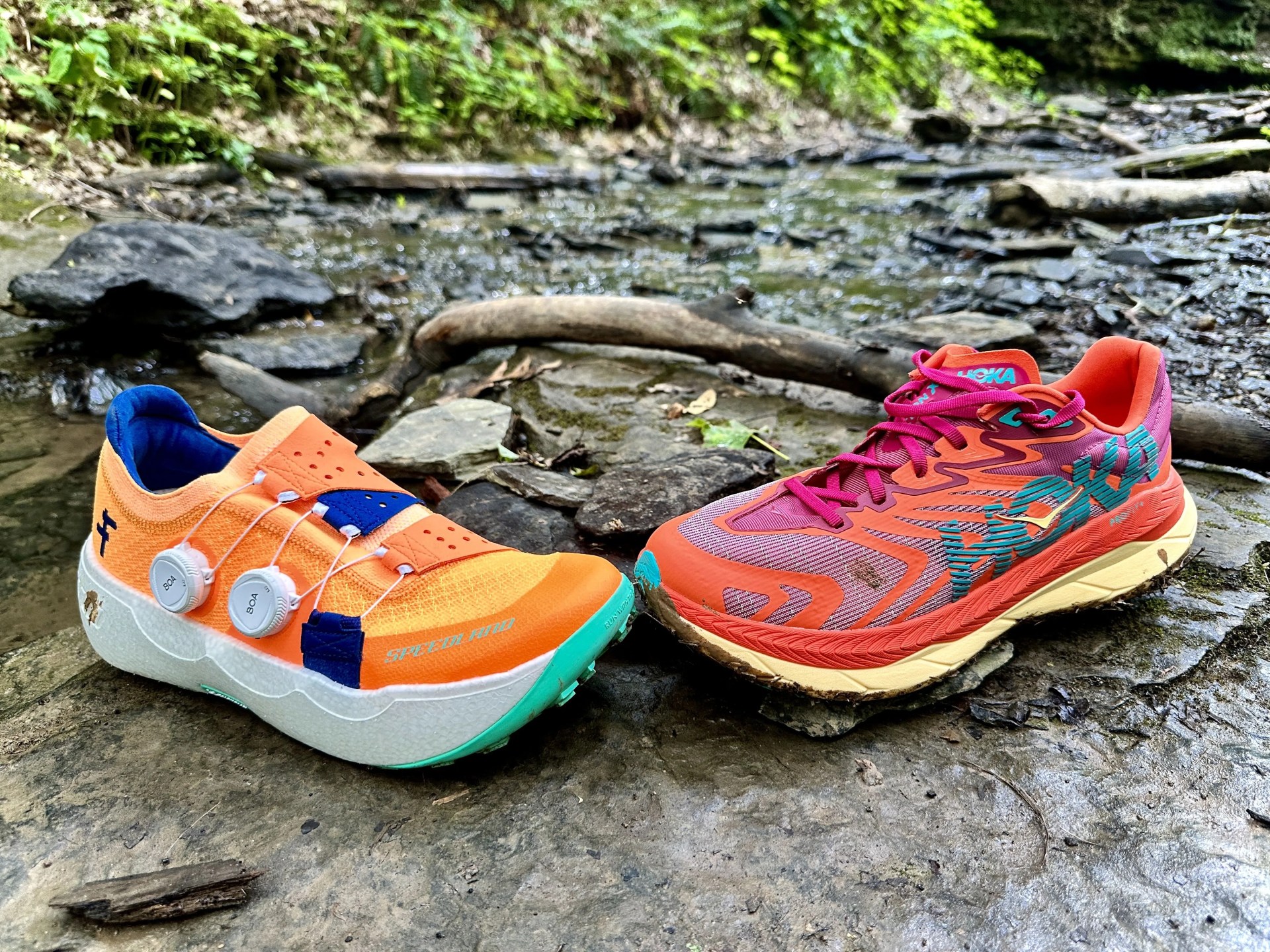 speedland and hoka trail running shoes