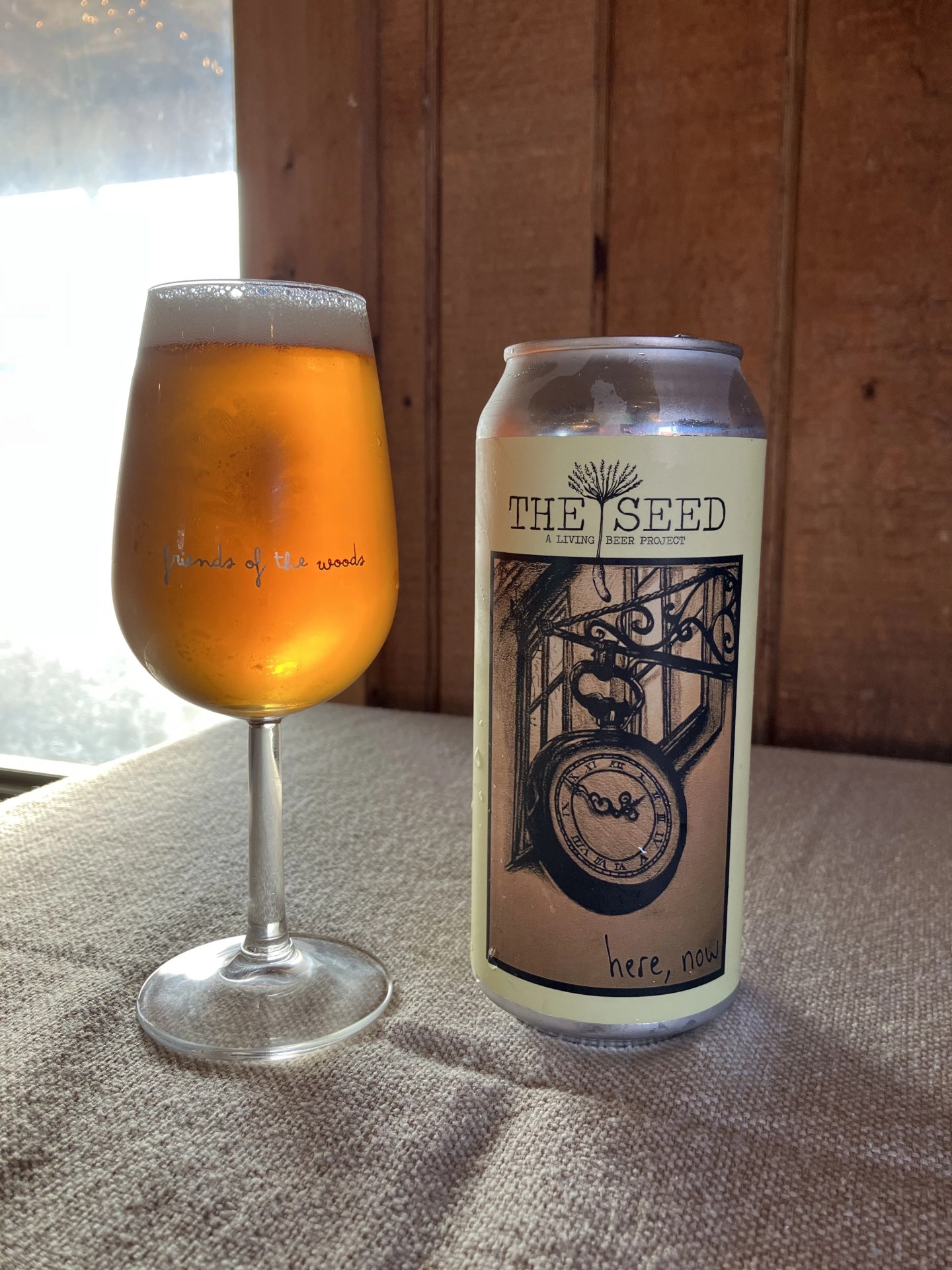 the seed here now english best bitter beer can and glass
