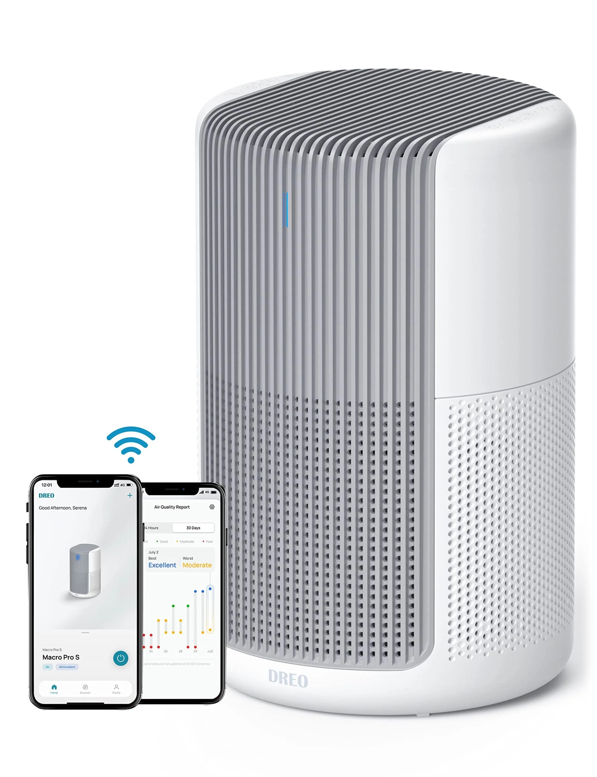 Dreo Air Purifiers for Bedroom, Smart WiFi Alexa/Google Control, Fits for Allergy, Pets, H13 True HEPA Filter, Removes Up to 99.97% of Particles Dust Smoke Pollen, 20dB Low Noise, PM2.5 Sensor 6 Modes