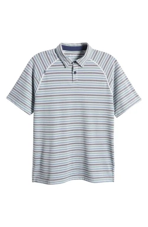 Rhone Delta Stripe Piqué Polo in Navy/Green Stripe at Nordstrom, Size X-Large