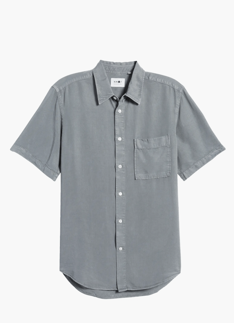 NN07 Men's Arne 5969 Short Sleeve Lyocell Button-Up Shirt in White at Nordstrom, Size Xx-Large