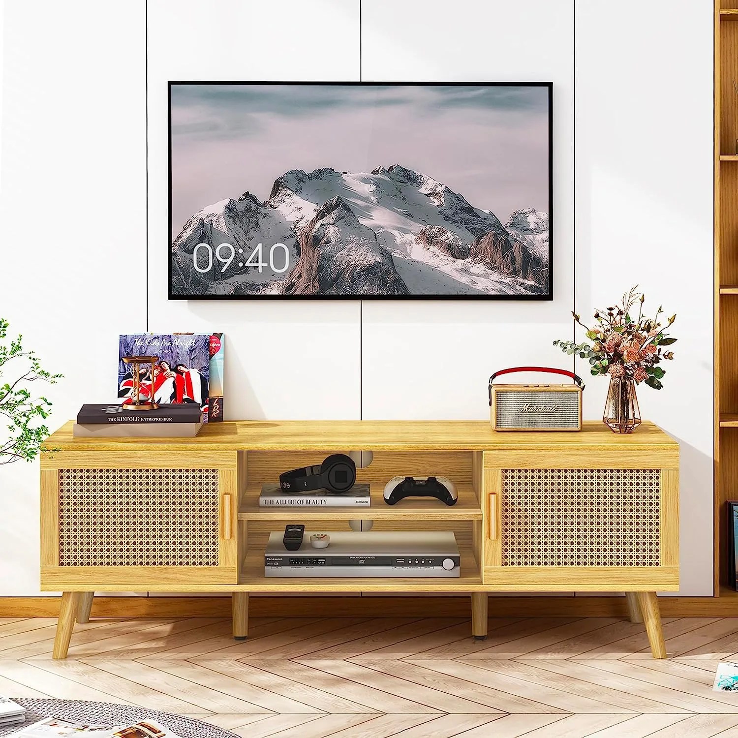 SUPERJARE Boho TV Stand