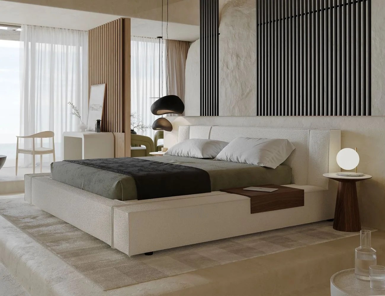 a bed in a bedroom