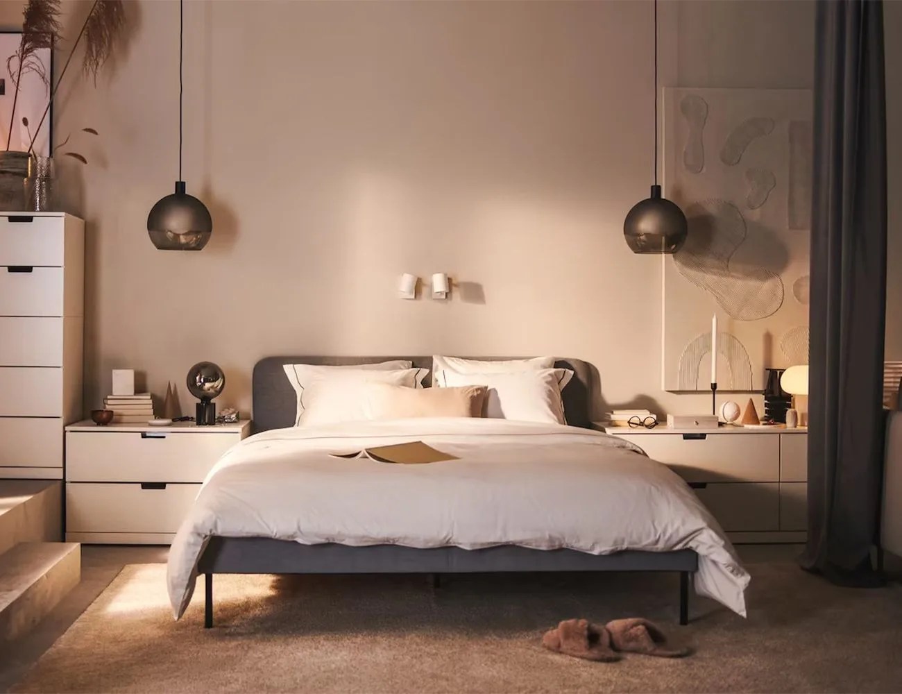 a bed in a bedroom