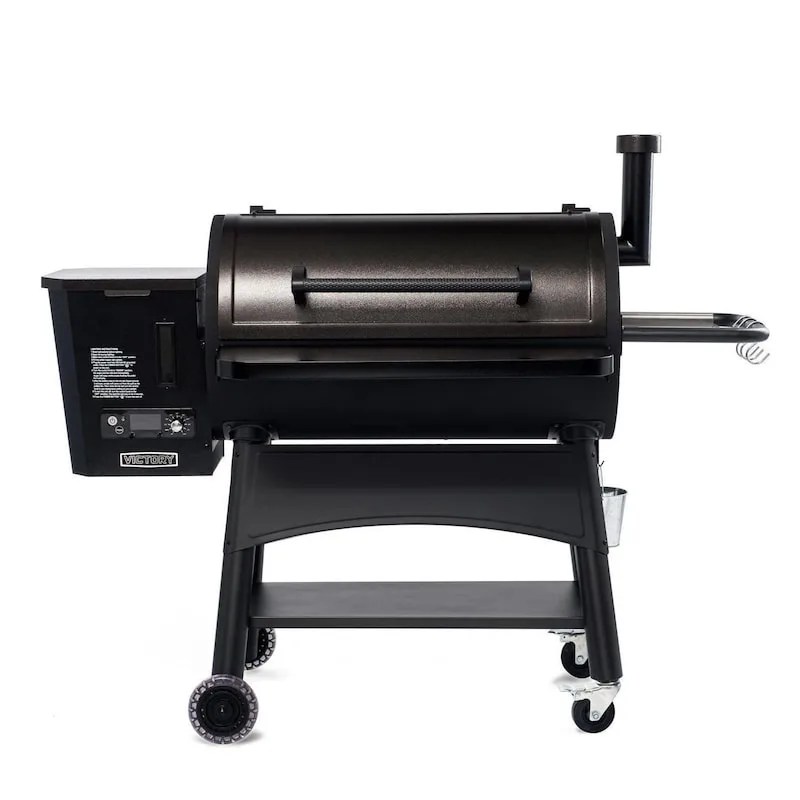 Victory 35-Inch Wood Pellet Grill with Front Shelf, 29-Lb Hopper & 16 Gauge Steel Barrel & Cart - BBQPG