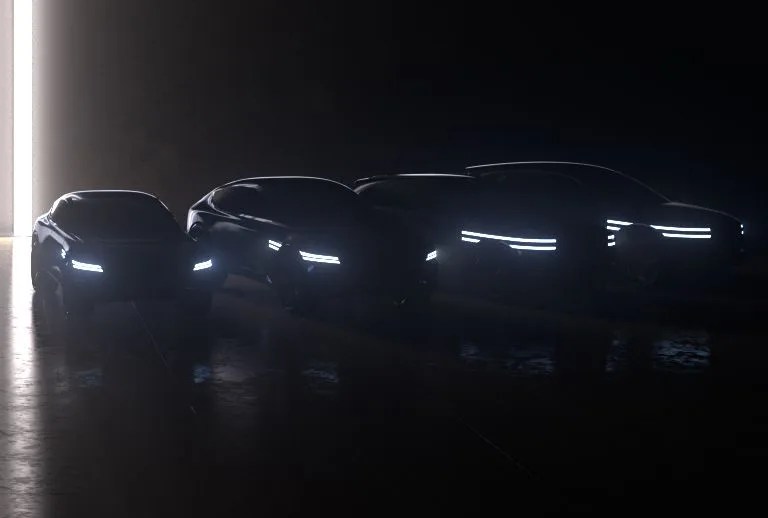 lineup of future silhouettes of genesis electric vehicles