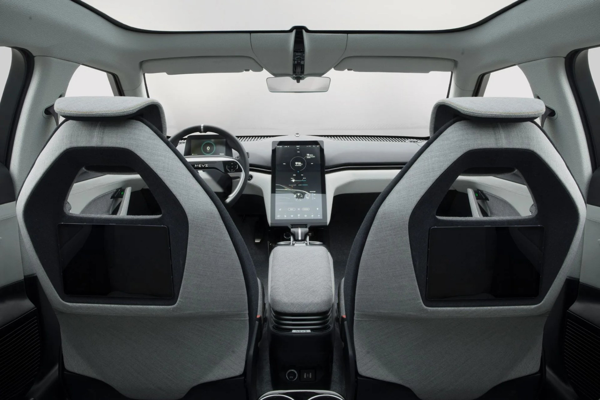 emily gt concept interior facing forward from the rear of the car