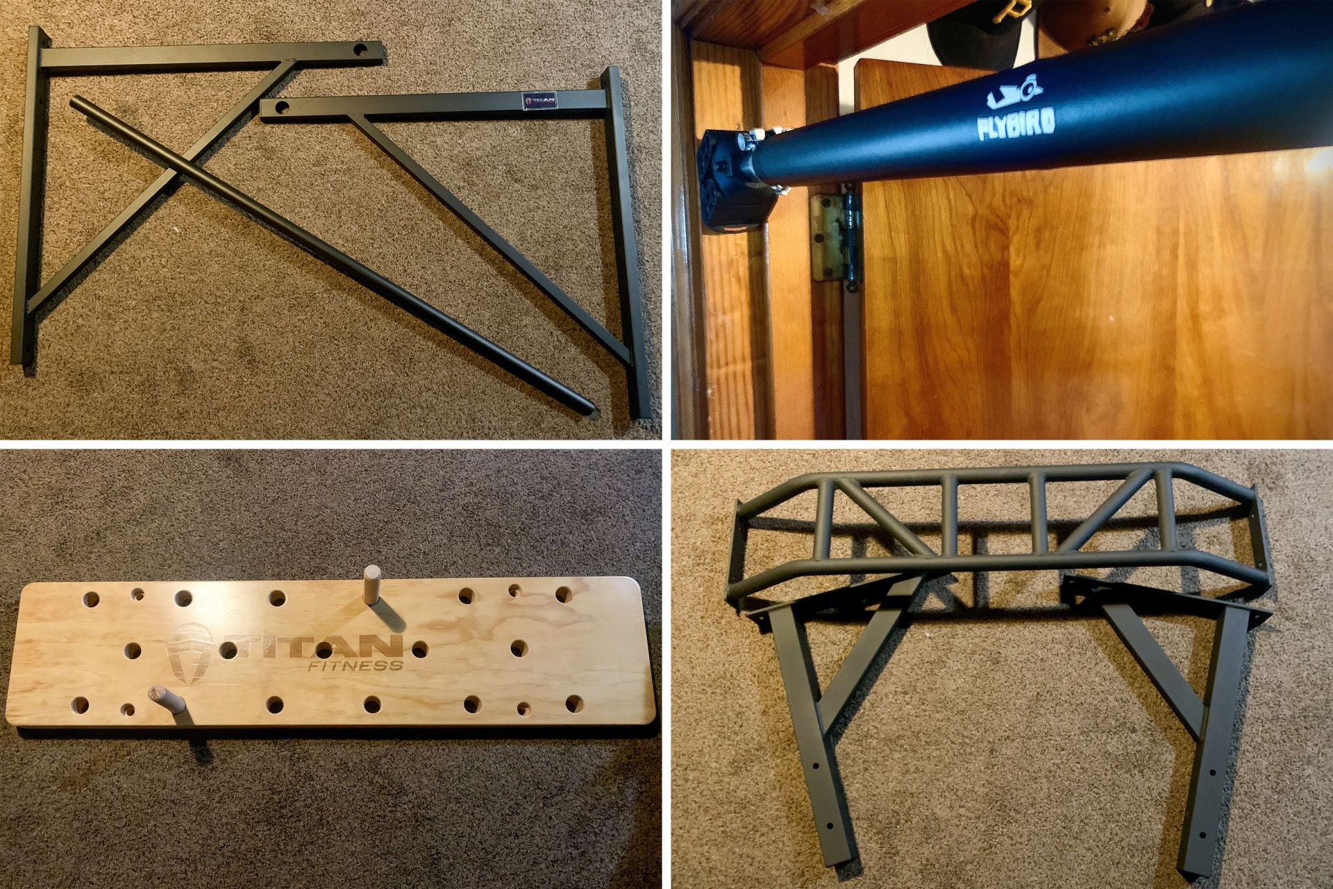 collage of four pull up bars