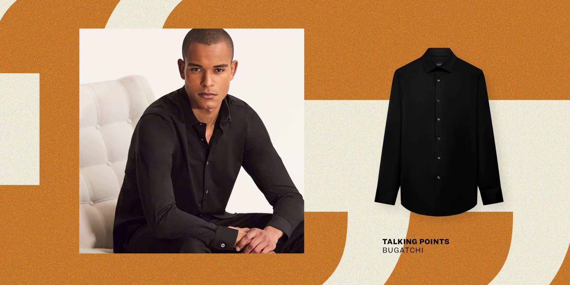 talking points man wearing bugatchi black long sleeve