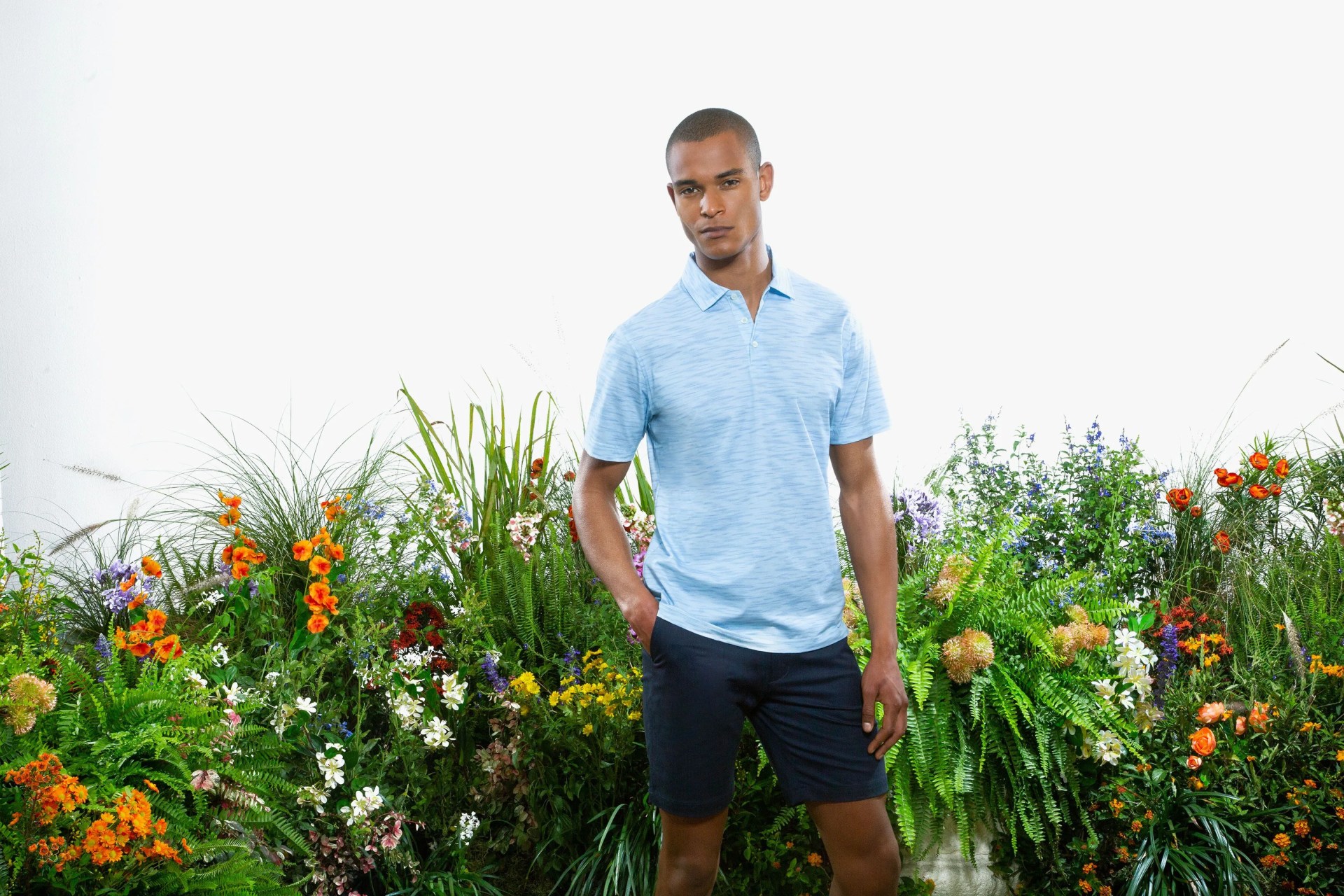 man wearing bugatchi garden collection