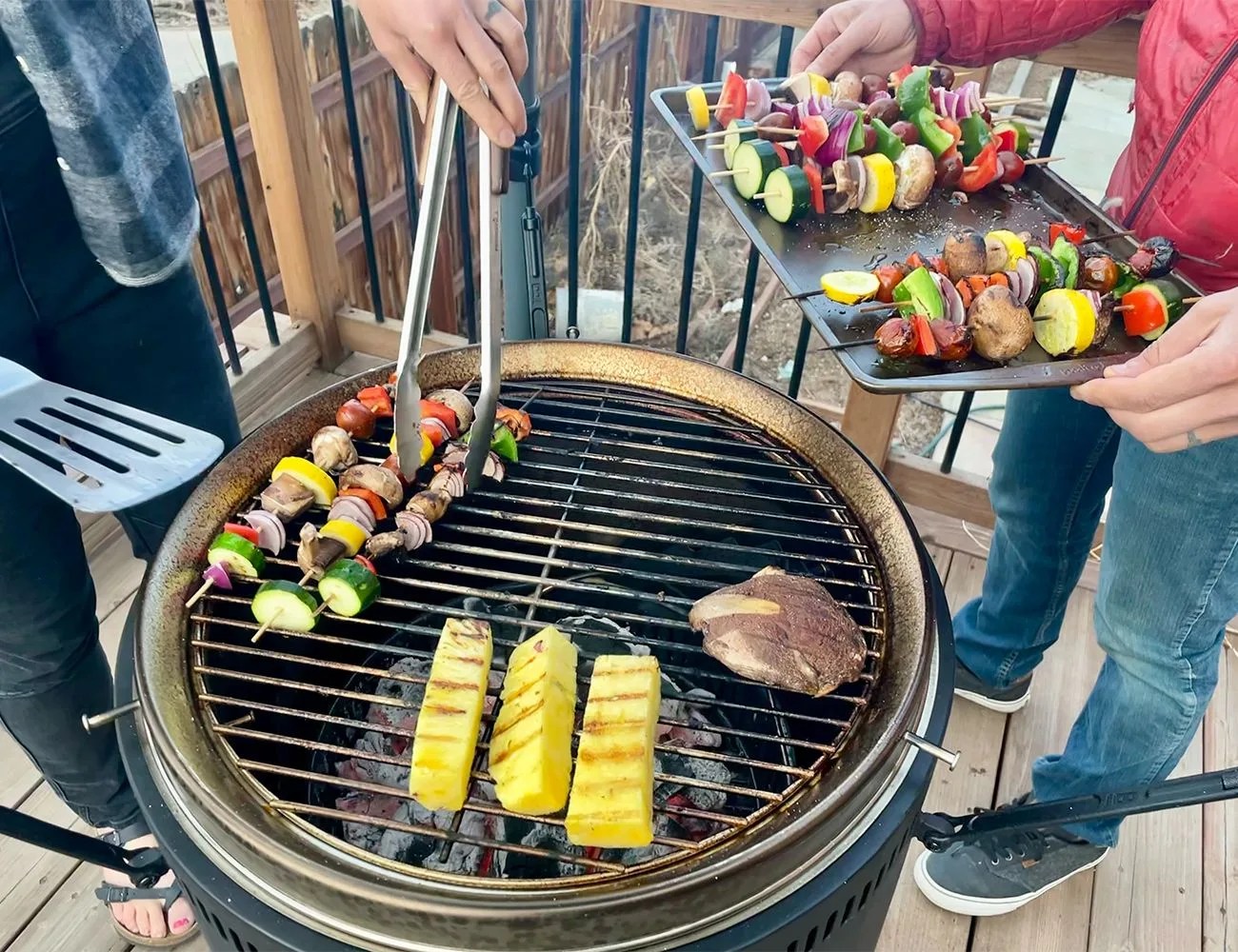 people grilling
