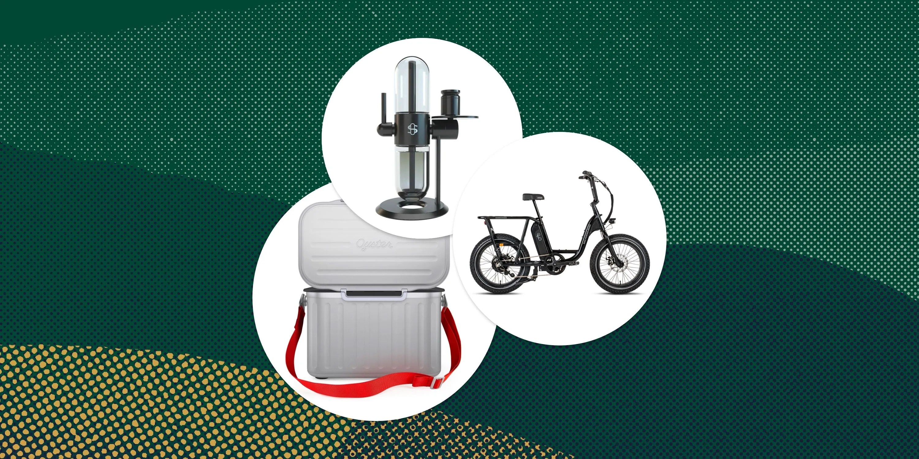 collage deals of note gravity bong e bike and oyster cooler