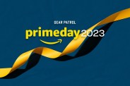 amazon prime day 2023 logo with a yellow ribbon