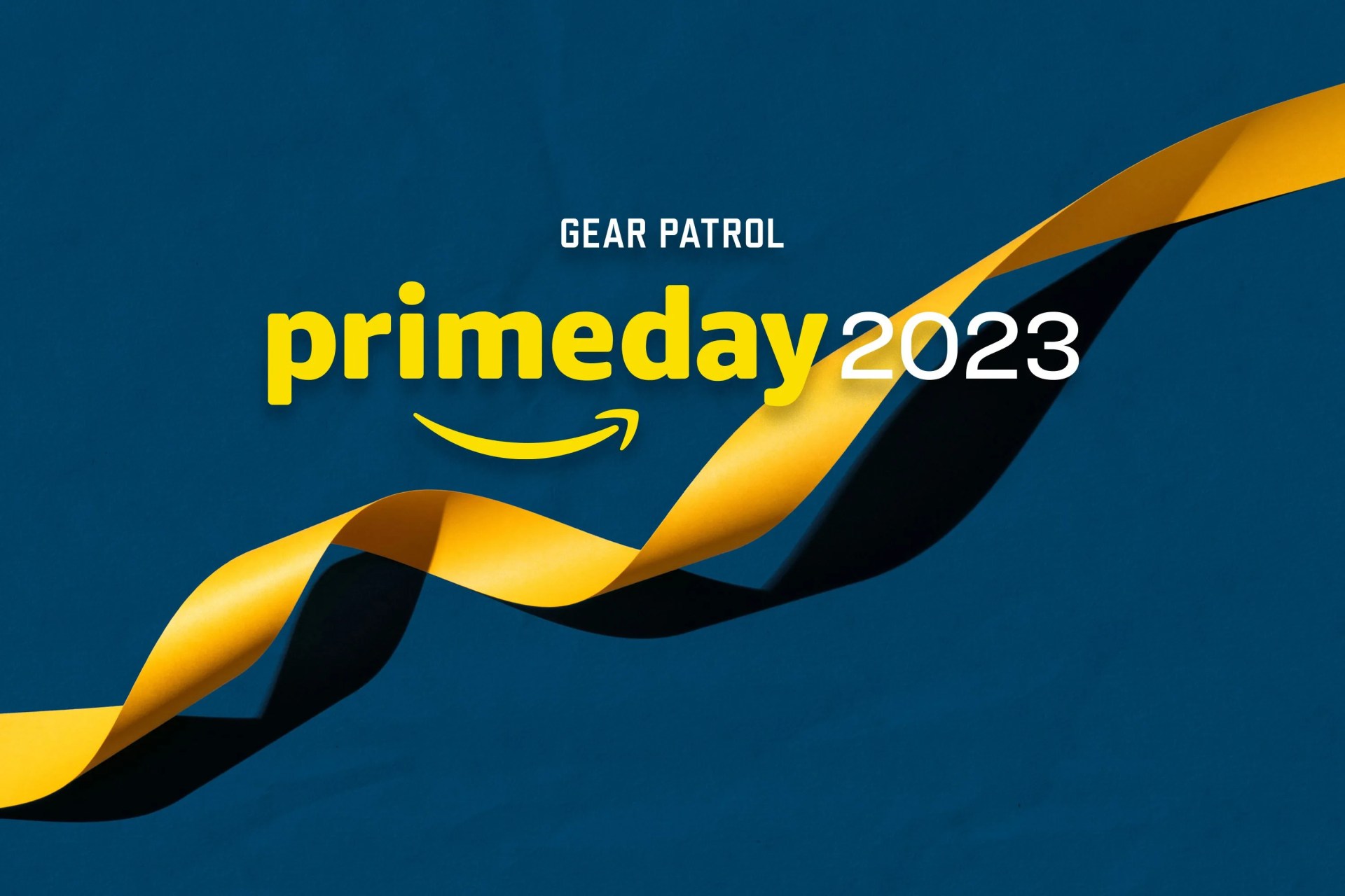 amazon prime day 2023 logo with a yellow ribbon