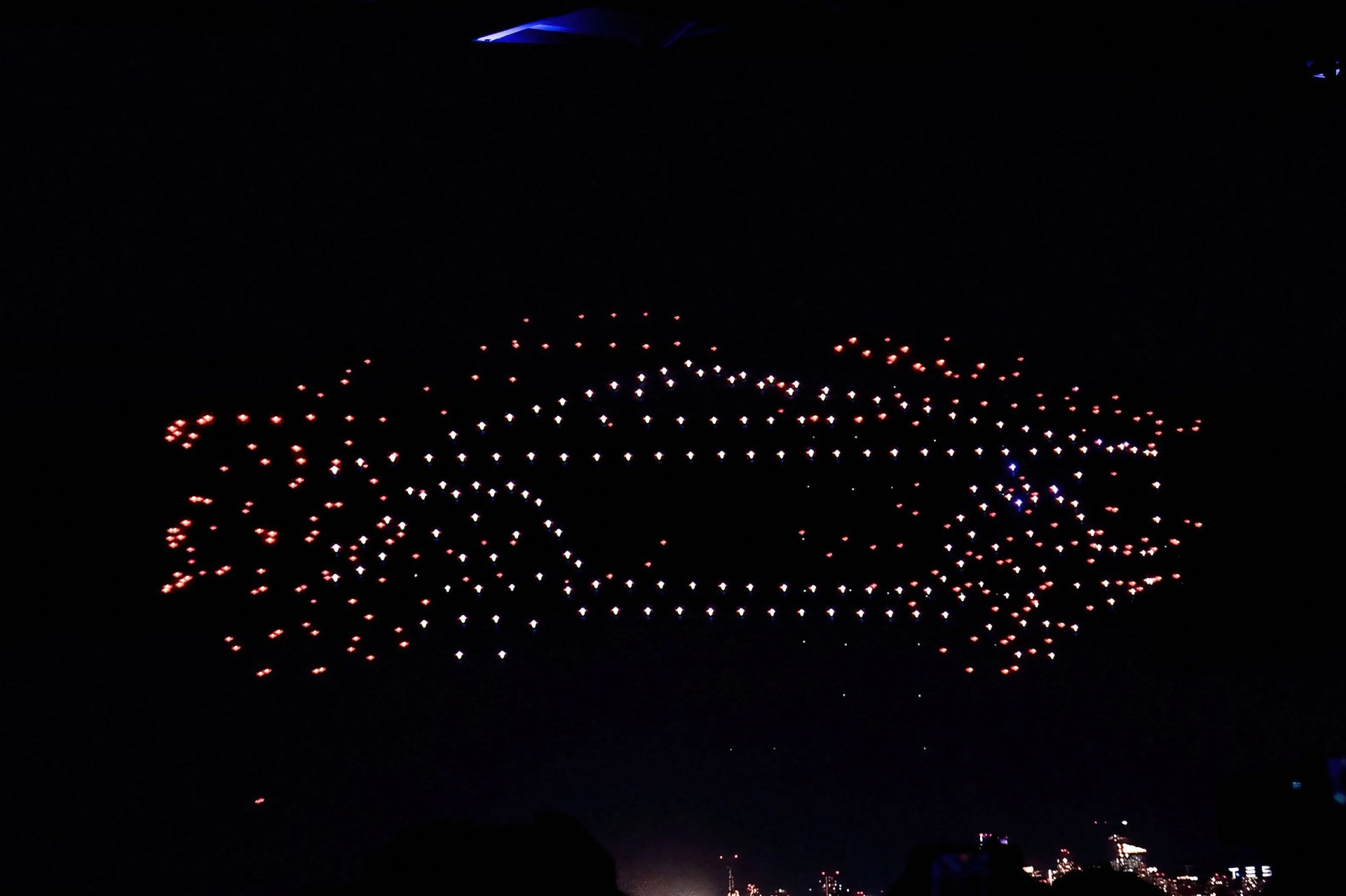 light display showing silhouette of the cybertruck