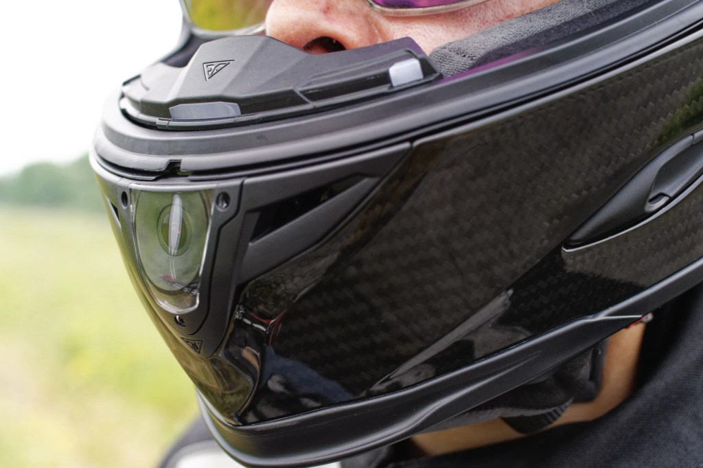 close up of forcite helmet chin