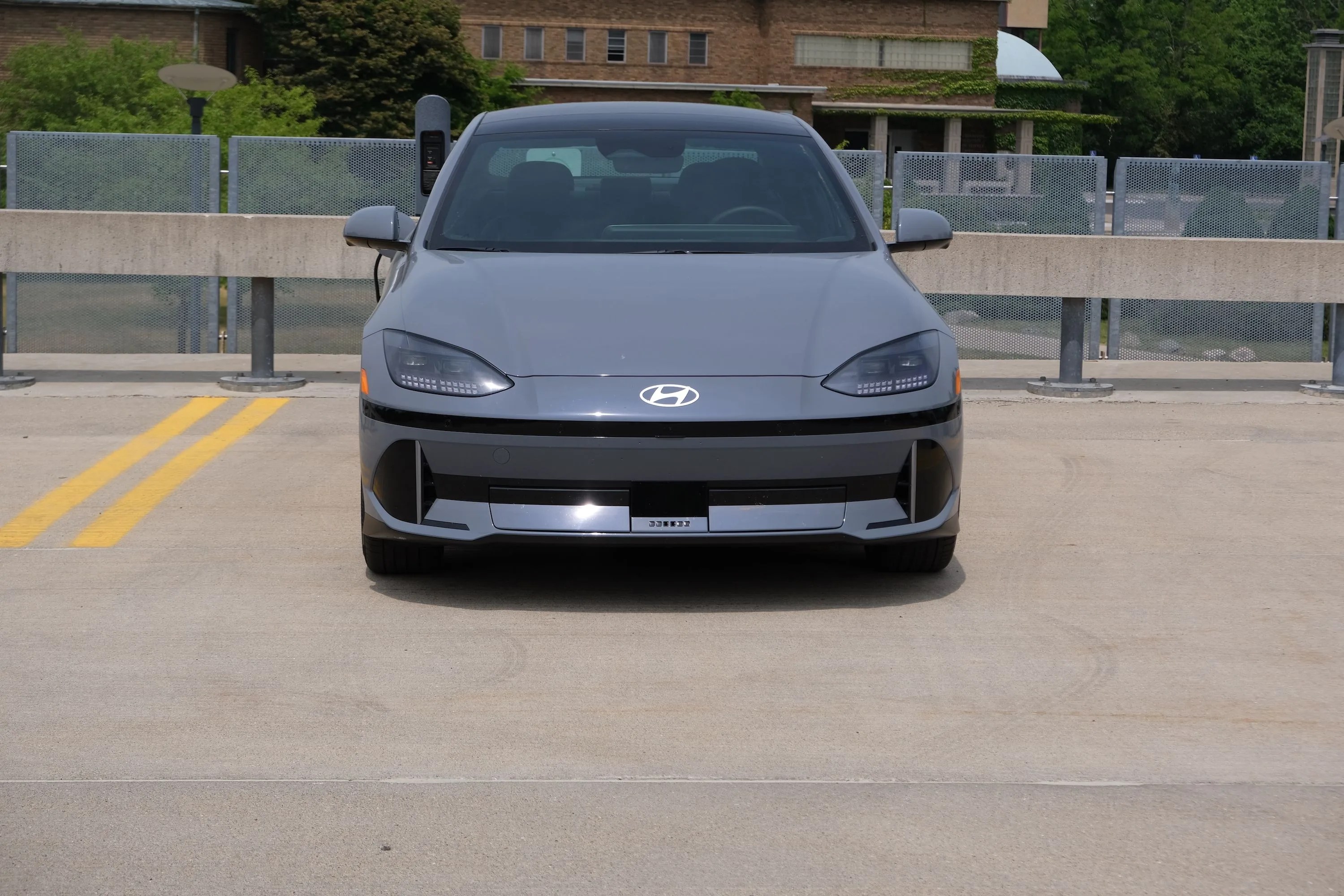hyundai ioniq 6 on a charger