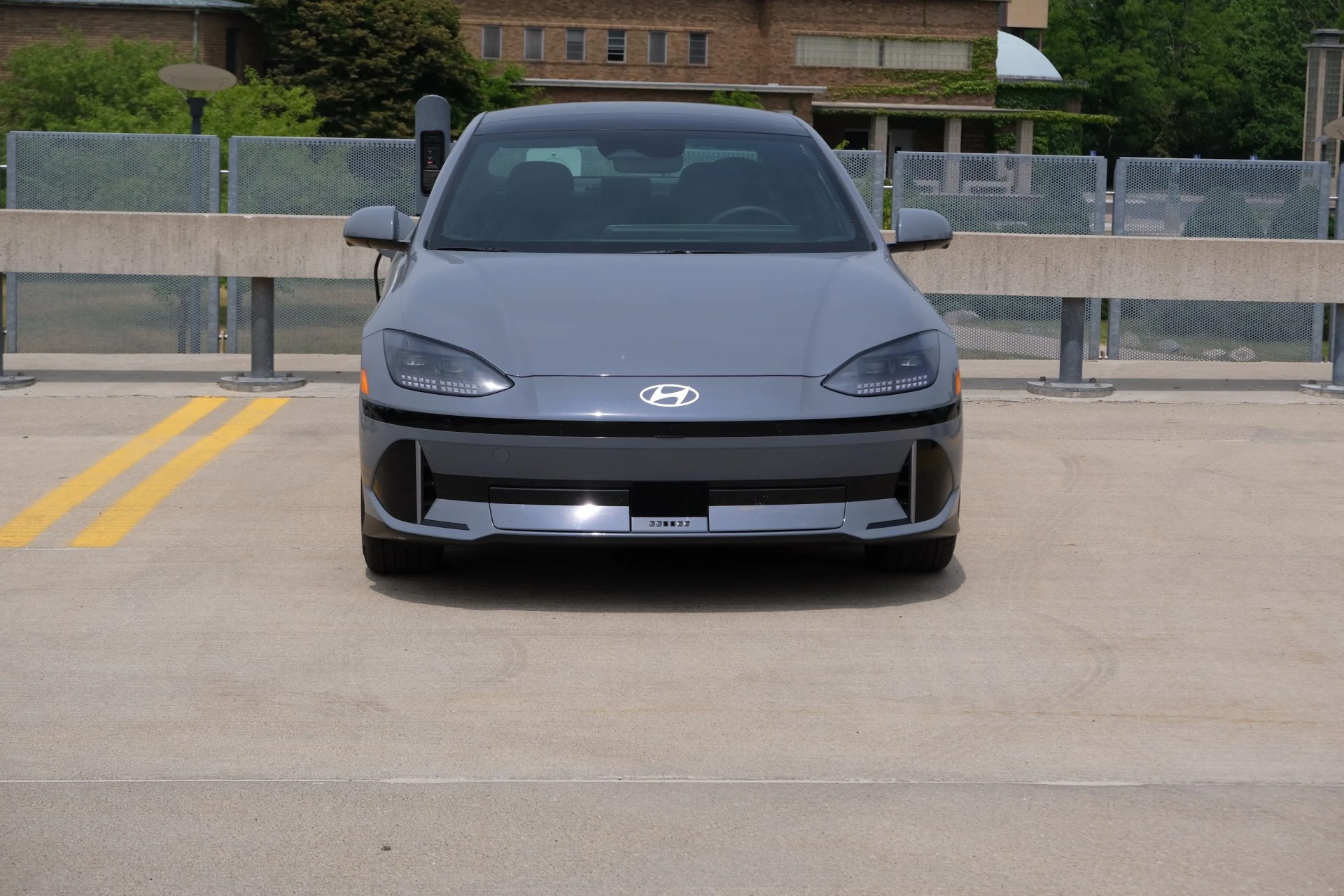 hyundai ioniq 6 on a charger