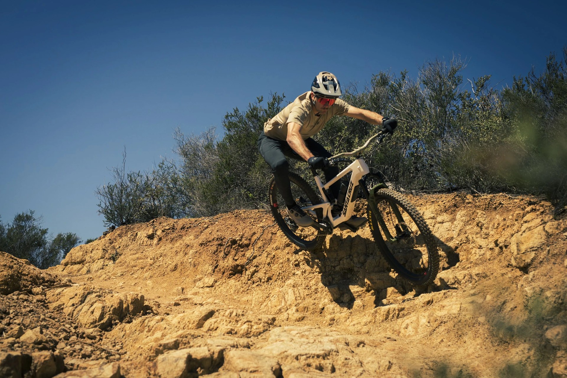 man riding fox racing bike