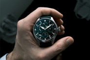 iwc perpetual calendar watch held in hand