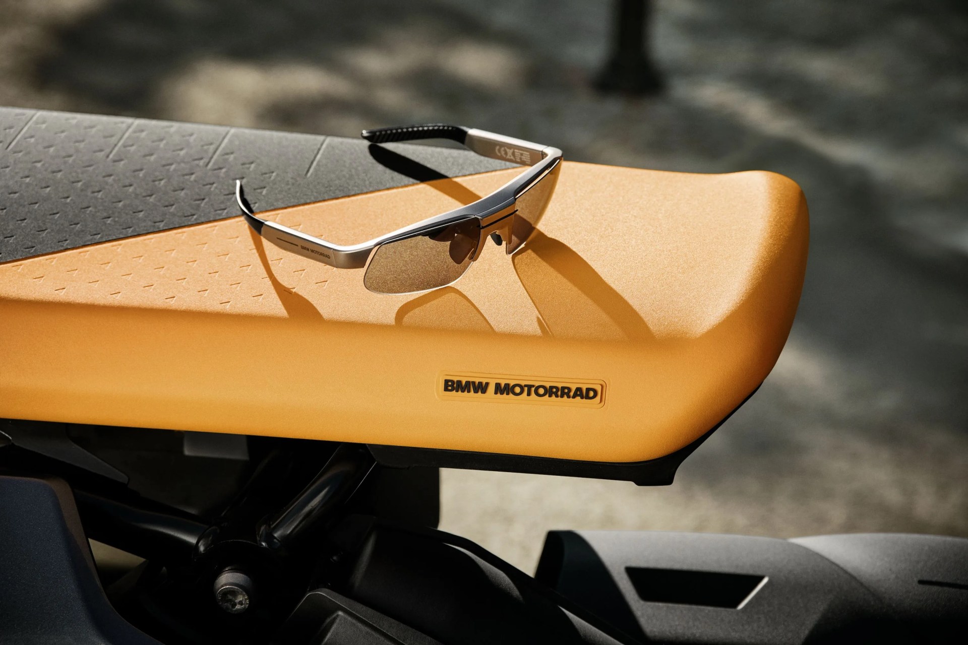 bmw smartglasses sitting on top of a bike seat