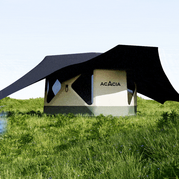 gif of a space acacia tent showing temperature control