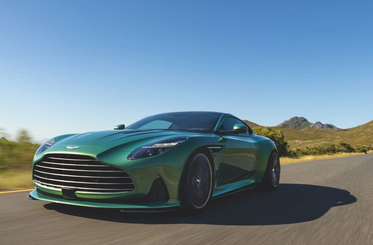 aston martin db12 driving on road