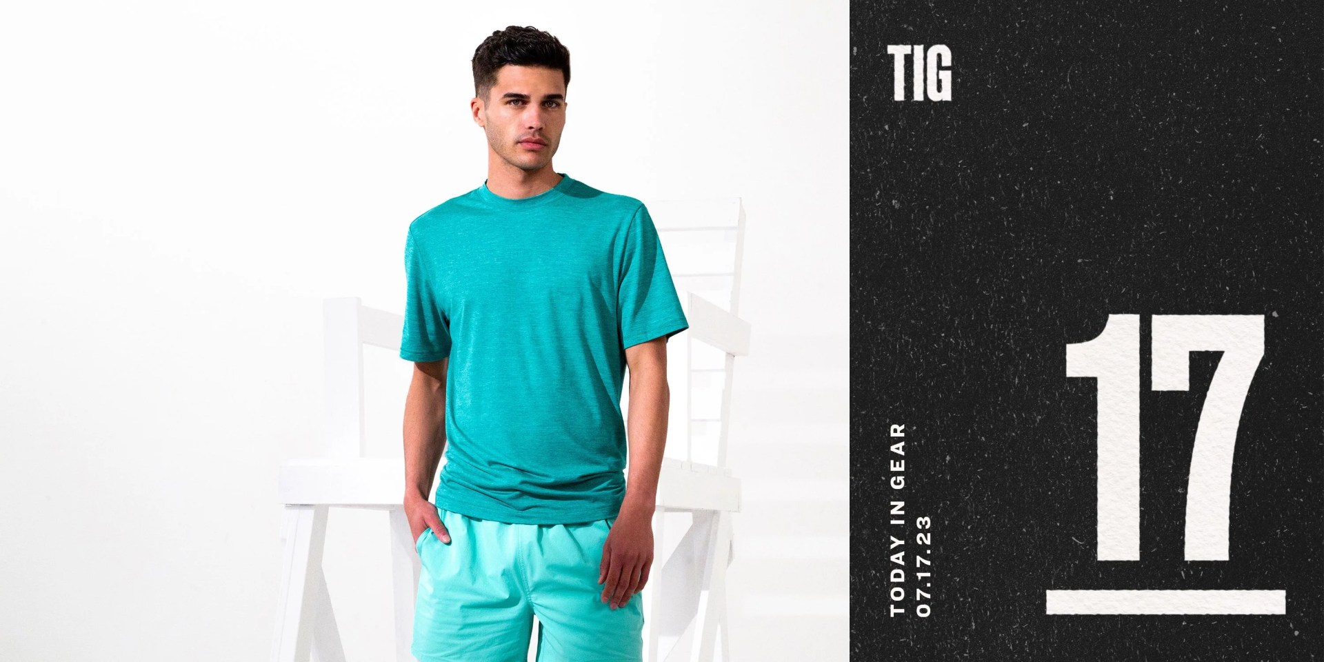 today in gear july 17 2023 man wearing bugatchi pool side clothing set in teal