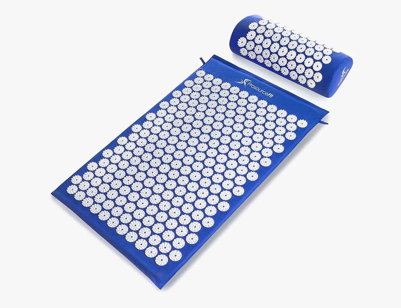 prosourcefit acupressure mat and pillow set for backneck pain relief and muscle relaxation, blue