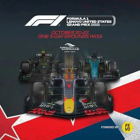 ad for costco f1 us grand prix tickets with f1 cars arrainged in a triangle