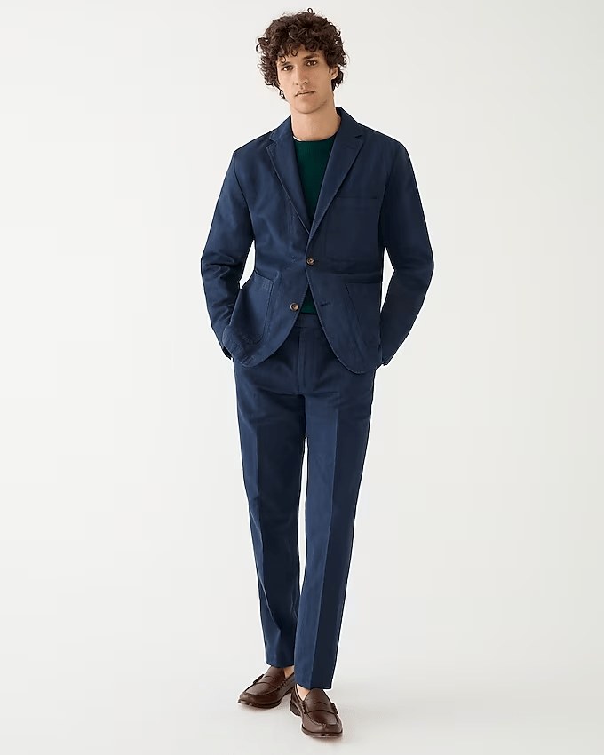 Slim-fit garment-dyed cotton-linen chino suit jacket